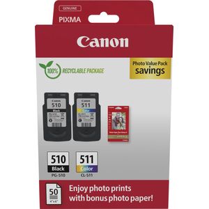 Canon Inktcartridge PG-510/CL-511 Photo Value Pack Origineel 2-pack Zwart, Chroma Optimizer, Magenta, Geel 2970B017