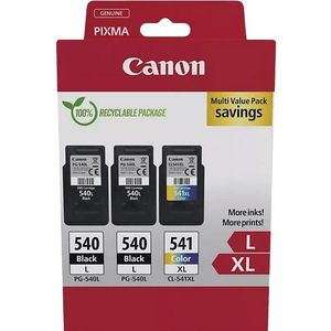 Canon Inktcartridge PG-540L + PG540L + CL 541XL multipack Zwart + 3 kleuren Multipack