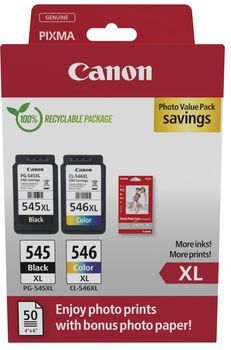 Canon PG-545XL/CL-546XL Multipack met Fotopapier - Zwart en Kleur