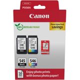Canon Original PG-545 + CL-546 Druckerpatronen Valuepack - 1 x schwarz / 1 x farbig + 50 Blatt Fotopapier (8287B008)