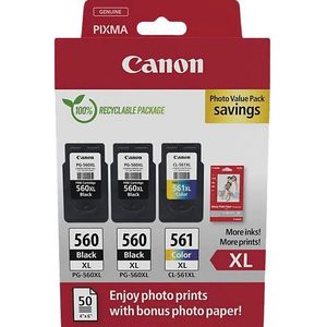 Inktpatroon Canon PG-560XLx2 / CL-561XL photo value pack incl. 50 vellen fotopapier (origineel)