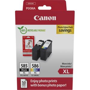 Canon Inktcartridge PG-585XL/CL-586 - 2 Stuks - Zwart - Cyaan - Magenta - Geel