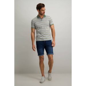 State of Art - Poloshirt - Grijs - Katoen - Groen Gele Strepen