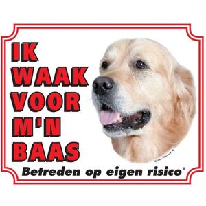 Waakbord - Golden Retriever - Wit - Polystreen