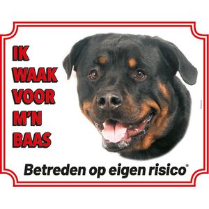 Waakbord - Rottweiler - Wit - Polystreen - 25 x 20 cm