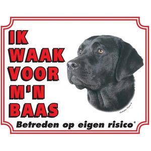 Waakbord - Labrador - Zwart - Polystreen - 20x25cm