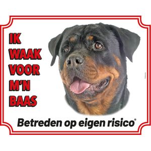 Rottweiler - Waakbord - 25 x 20 cm - Witte Achtergrond