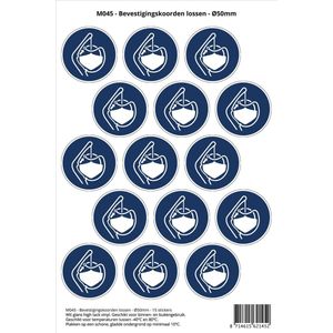 Pictogram sticker M045 - Bevestigingskoorden lossen - Ø50 mm - 15 stickers op 1 vel