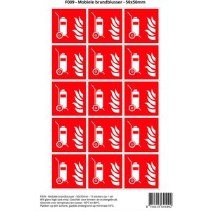 Pictogram sticker F009 - Mobiele brandblusser - 50x50mm - 15 stickers op 1 vel