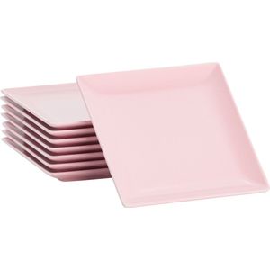 Lite-Body Hermes gebaksbordjes - Set van 8 stuks - 16 cm - Roze mat