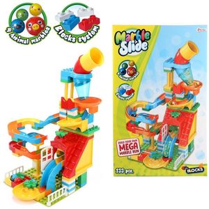 Toi-Toys Blocks Bouwblokken Knikkerbaan 133-delig - Inclusief 4 Dieren Knikkers - Kunststof - Geschikt vanaf 3 Jaar