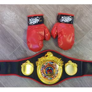 boks set, bokshandschoenen met kampioen riem, championbelt boxset