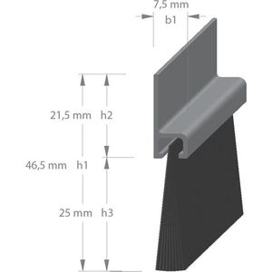 Door-Line tochtborstel - H-profiel - AH5-25 mm - 3000 mm