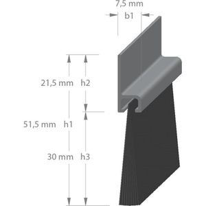 Door-Line tochtborstel - H-profiel - AH5-30 mm - 1000 mm
