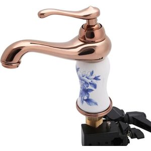 YP-B324 Wastafel All-Bronze Blue and White Porselein Hot & Cold Tap