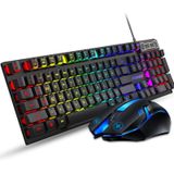FOREV FV-Q305S Kleurrijke lichtgevende bekabelde gaming-toetsenbord en muisset