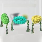 With Cotton Rope + No Cotton Rope Set Dog Toy With Rope Prickly Pear Molar Stick Dog Toothbrush(Yellow)