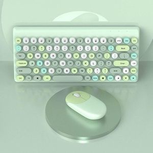 FV-W10 86-toetsen 2 4 g draadloos toetsenbord en muisset (groen gemengd)