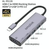 Amalink 95126 Type-C / USB-C naar DUAL HDMI + 2 PORTS USB + PD 3.0 Multifunctionele hub