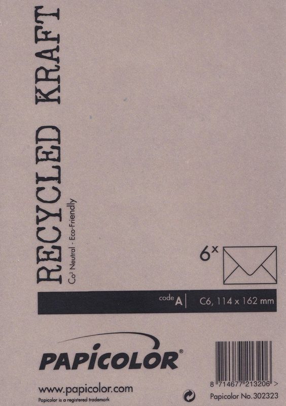 Papicolor - Envelop C6 114x162mm kraft bruin