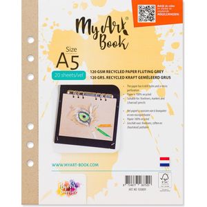 MyArt®Book schetspapier 120 g/m2 Recycled Kraft gemêleerd grijs – formaat A5 - 20 vel per set