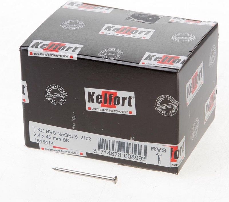 Kelfort - Bombé Kop - Spijkers - Roestvaststaal - Diameter 2,4 mm - Verpakking 1 kg