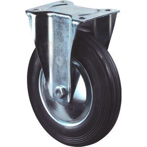 Kelfort Bokwiel, zwart rubber wiel met stalen velg en rollager, 100kg 125mm