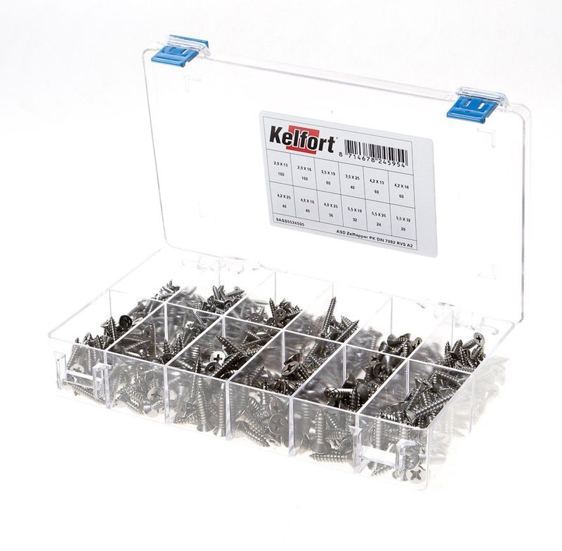 Assortimentsdoos zelftapper platkop RVS A2 DIN 7982