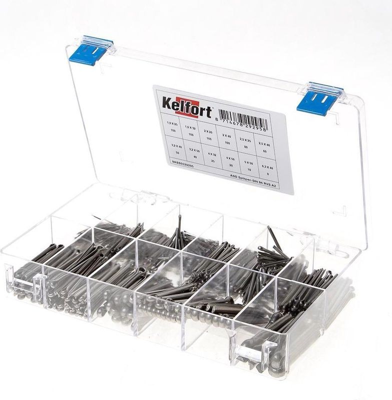 Kelfort - Assortimentsdoos Splitpen - RVS A2 DIN 94 - Inhoud: 1 Stuk