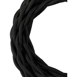 Textielsnoer - Gedraaid - Zwart - 2 x 0.75mm² - 3 Meter