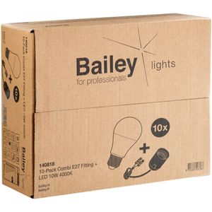 Bailey - Combi Pack E27 Fitting - 10 Lampen - Zwart - Kunststof
