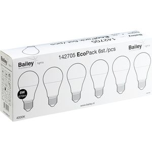 Bailey LED peerlampen (6st) - Ecopack - E27- 8W (55W) - wit