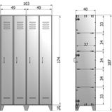 WOOOD Stijn Lockerkast 2-Deurs - Grenen - Staal Grijs - 103x187x40