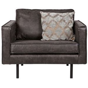 BePureHome Rodeo Fauteuil - Recycle Leer - Zwart - 85x105x86