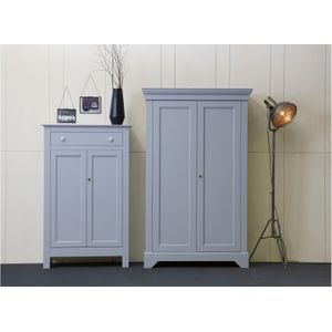 WOOOD Isabel - Brocante Kast - Betongrijs - Grenen - 4 Legplanken