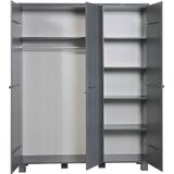 WOOOD Dennis 3-Deurs Kast - Grenen Geborsteld - Grijs - 202x158x55