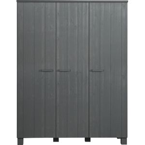 WOOOD Dennis 3-Deurs Kast - Grenen Geborsteld - Grijs - 202x158x55