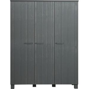 WOOOD Dennis 3-Deurs Kast - Grijs - Grenen Geborsteld - 202x158x55