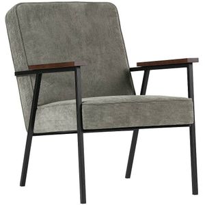 WOOOD Sally Fauteuil - Ribstof - Vergrijsd Groen - 87x65x82