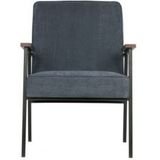 WOOOD Sally Fauteuil - Ribstof - Staalblauw - 87x65x82