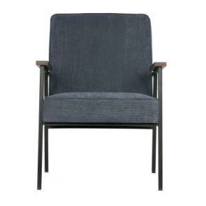 WOOOD Sally Fauteuil - Ribstof - Staalblauw - 87x65x82