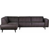 BePureHome Statement Hoekbank Links - Eco Leer Grijs - 274 cm breed