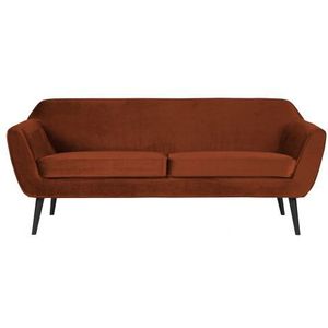 WOOOD Rocco Sofa 187 Cm Fluweel Roest - Luxueuze bank met strak design - Hoog zitcomfort - H 75 cm x B 187 cm x D 82 cm