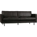 BePureHome Rodeo Classic Bank 2,5-zits Zwart - Klassiek en royaal design - Bekleed met gerecycled leer - H 83 cm x B 230 cm x D 88 cm