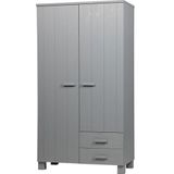 WOOOD Dennis Kast Met Laden - Grenen Geborsteld - Grijs - 202x111x55