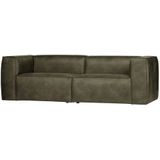 WOOOD Bean Bank 3,5 Zits - Army Green Recycle Leer - Stoer en Comfortabel - Hoge Kwaliteit Materialen - 73 cm x 246 cm x 96 cm