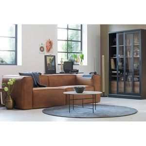 WOOOD Bean Bank 3,5 Zits - Cognac Recycle Leer - Stoer en Robuust Design - Hoge Zitcomfort - H 73 cm x B 246 cm x D 96 cm