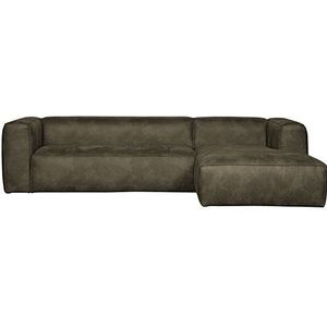 WOOOD Bean Hoekbank Rechts - Army Green Recycle Leer - Stoere Hoekbank - Hoge Kwaliteit - Robuust Design - B305 x D96/175 x H73 cm