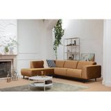 BePureHome Statement Hoekbank Links - Velvet - Honinggeel - 77x274x210: Luxueuze en elegante hoekbank voor ultiem comfort