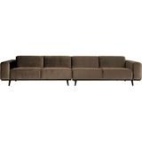 BePureHome Statement XL 4-zitsbank - Fluweel Taupe - Basic design - Afmeting: 77x372x93 cm